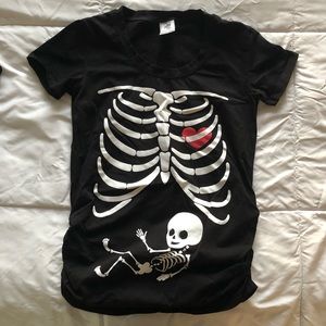 Maternity Halloween Skeleton Shirt